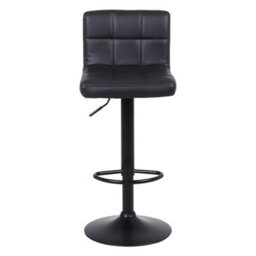 3X Black Faux Leather Swivel Bar Stools Chairs Black Metal Frame - thumbnail 3