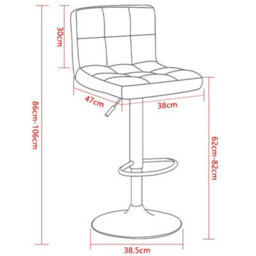 3X Black Faux Leather Swivel Bar Stools Chairs Black Metal Frame - thumbnail 2