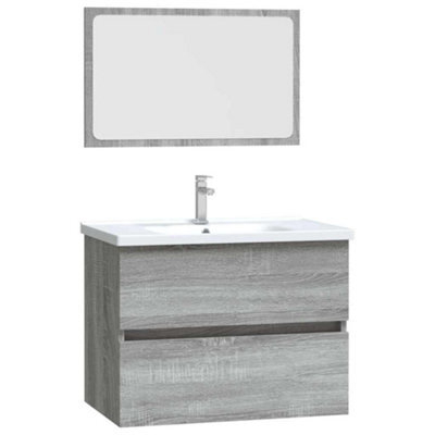 Berkfield Practical 2 Piece Bathroom Furniture Set Grey Sonoma Engineered Wood