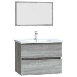 Berkfield Practical 2 Piece Bathroom Furniture Set Grey Sonoma Engineered Wood