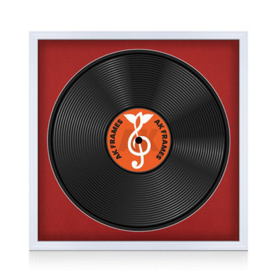 "16X16"" White Classic Vinyl Record Frame With Crimson Mount For 12 Inch Lp Disc - Ak Frames" - image 1