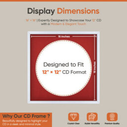 "16X16"" White Classic Vinyl Record Frame With Crimson Mount For 12 Inch Lp Disc - Ak Frames" - thumbnail 2