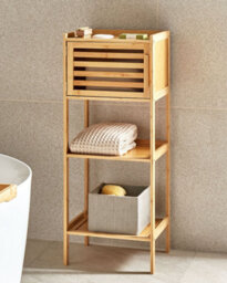 Beliani Shelving Unit Beckley Bamboo Wood Light Brown - thumbnail 2