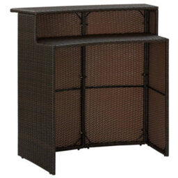 Berkfield Garden Bar Table Brown 120X55X110 Cm Poly Rattan - thumbnail 3