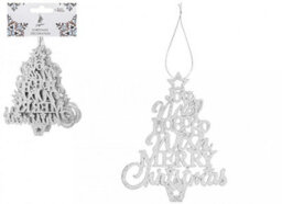 PMS Pack Of 6 Hanging Silver Glitter Trees For Christmas Decorations - thumbnail 1