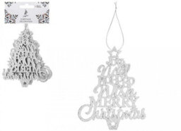 PMS Pack Of 6 Hanging Silver Glitter Trees For Christmas Decorations - thumbnail 2