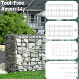 Songmics Metal Gabion Cage, Gabion Basket, With 5 X 10 Cm Mesh For Stones, Galvanised, Garden Decor Wall Partition, 100 X 30 X 30 Cm - thumbnail 4