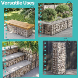Songmics Metal Gabion Cage, Gabion Basket, With 5 X 10 Cm Mesh For Stones, Galvanised, Garden Decor Wall Partition, 100 X 30 X 30 Cm - thumbnail 5