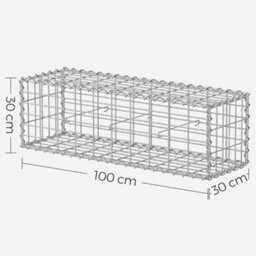 Songmics Metal Gabion Cage, Gabion Basket, With 5 X 10 Cm Mesh For Stones, Galvanised, Garden Decor Wall Partition, 100 X 30 X 30 Cm - thumbnail 6