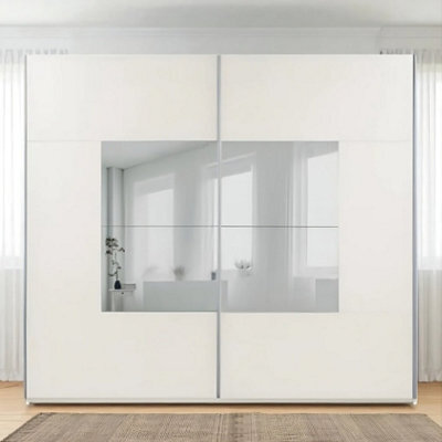 Arte Boston 250Cm Beige Sliding Door Wardrobe - Elegant Mirrored Storage For Spacious Homes - image 1