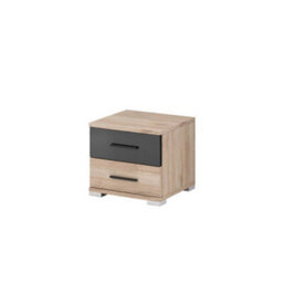 Arte Enhance Your Bedroom With The Stylish Bari Bedside Cabinet (400mm X 450mm X 400mm) In Oak San Remo & Black