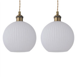 First Choice Lighting Set Of 2 Betchley - Antique Brass Braided Pendants With White Shade - thumbnail 1
