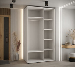 Arte Cannes Vi Sliding Door Wardrobe In White - Premium Laminated Board - Pvc-Finished Edges - W140Cm X H205Cm X D60Cm - thumbnail 3