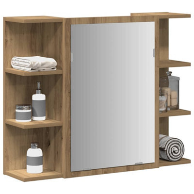 Berkfield Bathroom Mirror Cabinet Artisan Oak 80X20.5X64 Cm Engineered Wood - image 1