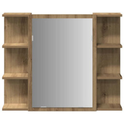 Berkfield Bathroom Mirror Cabinet Artisan Oak 80X20.5X64 Cm Engineered Wood - thumbnail 4