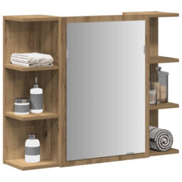 Berkfield Bathroom Mirror Cabinet Artisan Oak 80X20.5X64 Cm Engineered Wood - thumbnail 1