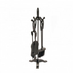 Oypla Heavy Duty Steel Fireplace 5 Piece Companion Set With Poker, Shovel, Tongs & Brush - thumbnail 3