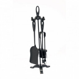 Oypla Heavy Duty Steel Fireplace 5 Piece Companion Set With Poker, Shovel, Tongs & Brush - thumbnail 1