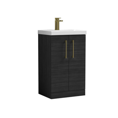 Balterley Bramshall Modern Bathroom 2 Soft Close Door & Mid-Edge Vanity Unit Basin, Charcoal Black, 500mm - image 1