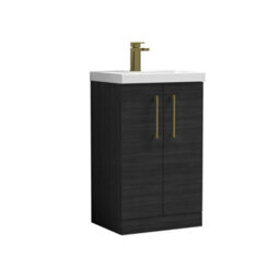 Balterley Bramshall Modern Bathroom 2 Soft Close Door & Mid-Edge Vanity Unit Basin, Charcoal Black, 500mm - thumbnail 1