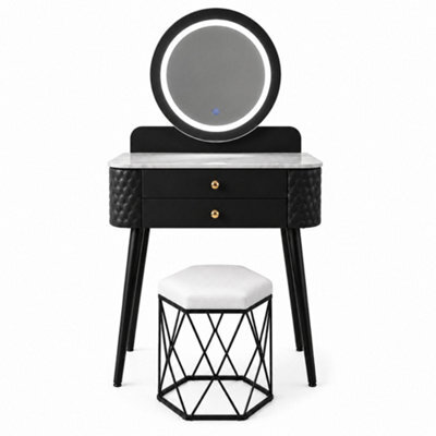 Sliding Wardrobes 4 u LTD Luxury Dressing Table With Led Touch Mirror & Upholstered Stool - Black (60 X 40 X 127Cm) - image 1