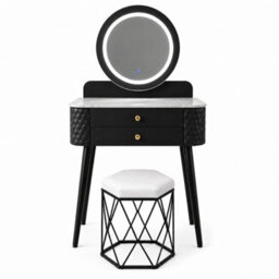 Sliding Wardrobes 4 u LTD Luxury Dressing Table With Led Touch Mirror & Upholstered Stool - Black (60 X 40 X 127Cm) - thumbnail 1