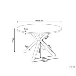 Beliani Garden Dining Table - 120 Cm Round Taupe Glass Top, White Powder-Coated Aluminium Legs Outdoor Modern - thumbnail 4