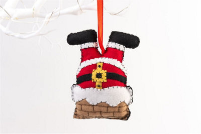 Handmade Felt 'when Santa Got Stuck In The Chimney' Christmas Tree Hanging Decoration - 11.5 Cm - image 1