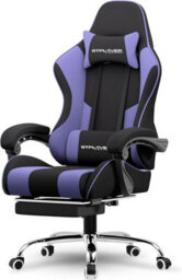 Gtplayer Fabric Gaming Chair With Footrest, Massage Ergonomic Computer Chairs Height Adjustable Heavy Duty Pc Chair, Purple - thumbnail 1