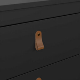 Wyld Haus Wildberry Matt Black 3-Drawer Chest With Brown Leather Strap Handles 821 X 384 X 797 mm - thumbnail 7