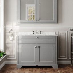 Hudson Reed Floor Standing Two Door Traditional Vanity Unit With 3 Tap Hole Grey Marble Top & Basin In Storm Grey, 1020 X 470mm - thumbnail 2