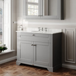 Hudson Reed Floor Standing Two Door Traditional Vanity Unit With 3 Tap Hole Grey Marble Top & Basin In Storm Grey, 1020 X 470mm - thumbnail 4