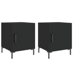 Berkfield Bedside Cabinets 2 Pcs Black 40X40X50 Cm Engineered Wood - thumbnail 2
