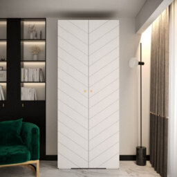 Arte White Manhattan Iv Elegant Hinged Door Wardrobe W1000mm H2370mm D470mm - 2 Doors, 10 Shelves - thumbnail 2