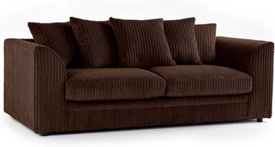 BlissFurniture Ltd Bliss Furniture Jumbo Cord 3 Seater Scatter Back Sofa In Brown Colour Deep Comfort Modern Design Arms Compact Yet Spacious - image 1