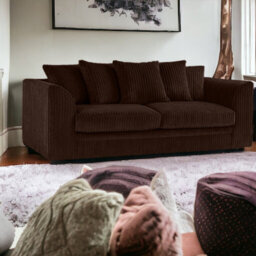 BlissFurniture Ltd Bliss Furniture Jumbo Cord 3 Seater Scatter Back Sofa In Brown Colour Deep Comfort Modern Design Arms Compact Yet Spacious - thumbnail 4