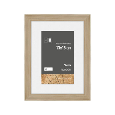 Nielsen Skava 13 X 18Cm Oak Wooden Picture Frame With 9X13Cm Mount, Float Glass And Push/turn Clips - image 1