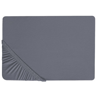 Beliani Fitted Sheet Janbu Cotton 200 X 200 Cm Dark Grey - image 1
