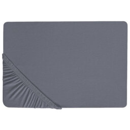 Beliani Fitted Sheet Janbu Cotton 200 X 200 Cm Dark Grey