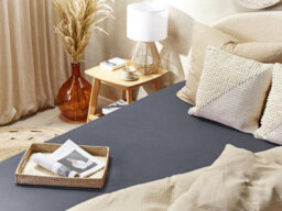 Beliani Fitted Sheet Janbu Cotton 200 X 200 Cm Dark Grey - thumbnail 2
