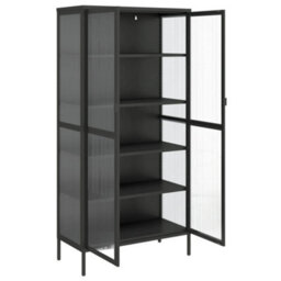 Berkfield Highboard Black 85X40X180 Cm Glass And Steel - thumbnail 8