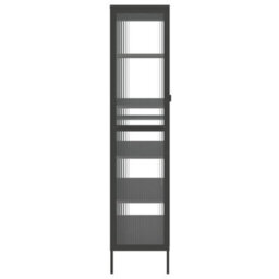 Berkfield Highboard Black 85X40X180 Cm Glass And Steel - thumbnail 7