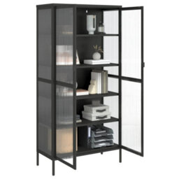 Berkfield Highboard Black 85X40X180 Cm Glass And Steel - thumbnail 5