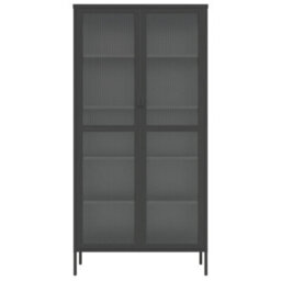 Berkfield Highboard Black 85X40X180 Cm Glass And Steel - thumbnail 6