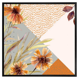 "Andrew Lee Autumn Geometric Shapes And Flowers (Picutre Frame) / 12X12"" / Oak" - thumbnail 2