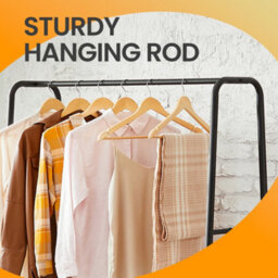 Songmics Clothes Rail With 2 Shelves, Clothes Rack , 6 S-Shaped Hooks, Steel Frame, For Bedroom, Rustic Brown And Black - thumbnail 5
