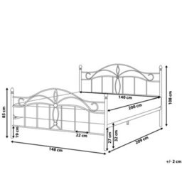 Beliani Bed Metal Antlia 140 X 200 Cm (Eu Double) Black - thumbnail 3