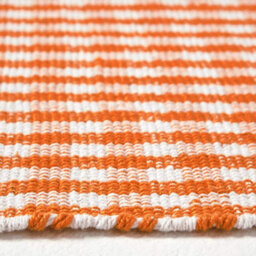 Homescapes Cotton Gingham Check Rug Hand Woven Orange White, 70 X 120 Cm - thumbnail 4