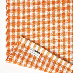 Homescapes Cotton Gingham Check Rug Hand Woven Orange White, 70 X 120 Cm - thumbnail 5