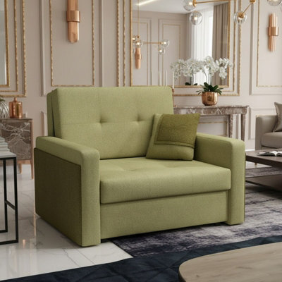 Viva Mel I Living Room Sofa Bed With Sleeping Function Storage Compartment Wooden Legs 110X98X86Cm Olive - image 1